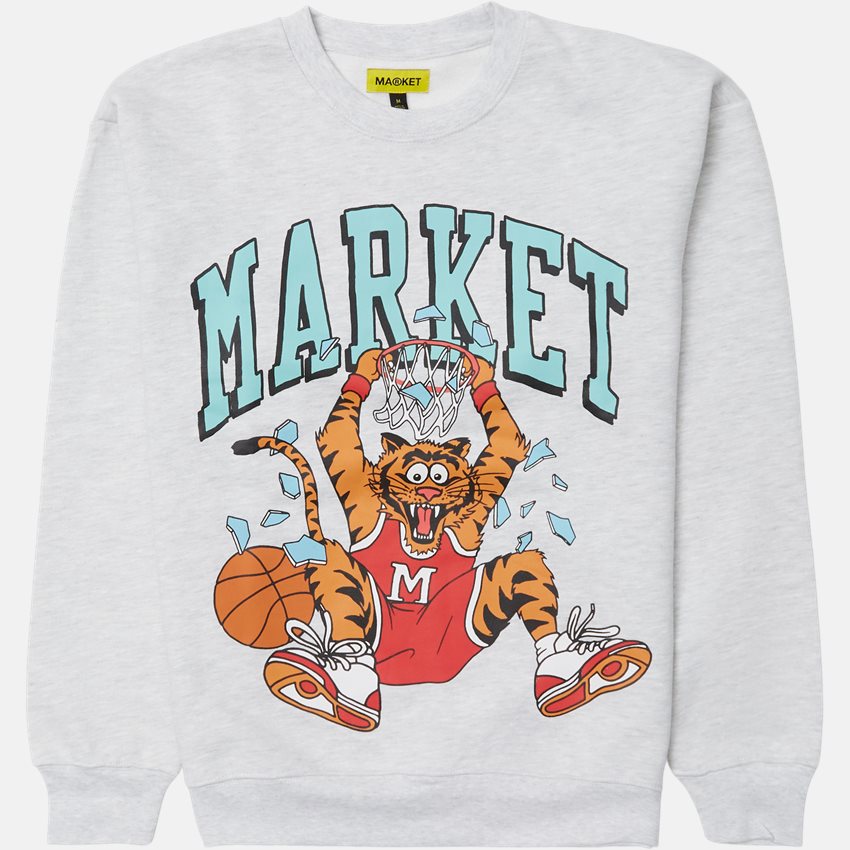 Market Sweatshirts MARKET DUNKING CAT CREWNECK GREY MELANGE